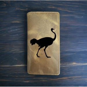 Cartera de avestruz rodeo de vaquero de piel de búfalo occidental de primera calidad con diseño de animal salvaje NUEVO