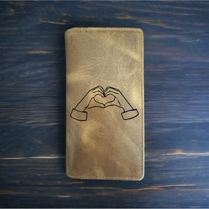 Cartera de rodeo Heart Hands, de piel de búfalo estilo vaquero occidental, de primera calidad, con diseño de amor, NUEVA