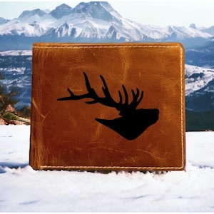 Cartera de piel de alce plegable de primera calidad con diseño de búfalo, para exteriores, naturaleza salvaje, NUEVA