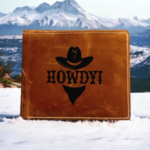 Howdy Cartera de cuero plegable de primera calidad Sombrero de búfalo Cowboy Western NUEVO