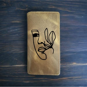 Cartera de mujer con líneas de rodeo, estilo vaquero, piel de búfalo occidental, arte abstracto de primera calidad, NUEVA