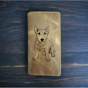 Cartera Bull Terrier Rodeo Cowboy Western Buffalo Leather Premium Dog Pet NUEVO