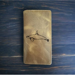 Cartera de rodeo Orca, estilo vaquero, de piel de búfalo occidental, de primera calidad, regalo de ballena asesina, NUEVA