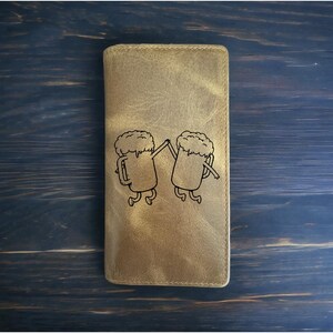 Billetera de rodeo Beer High Five de cuero de búfalo estilo vaquero y occidental de primera calidad Friends NUEVO