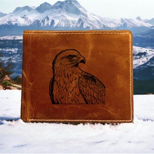 Cartera de piel de águila calva, plegable, de primera calidad, con diseño de búfalo, regalo de EE. UU., NUEVA