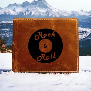 Portefeuille rock & roll en cuir à deux volets, qualité supérieure, disque de musique Buffalo NOUVEAU