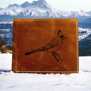 Cartera de piel Cardinal con diseño de búfalo, plegable, de primera calidad, con forma de pájaro, regalo de animales salvajes, nueva