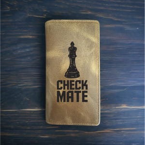 Cartera Check Mate Rodeo de piel de búfalo estilo vaquero occidental, juego de ajedrez de primera calidad, NUEVA