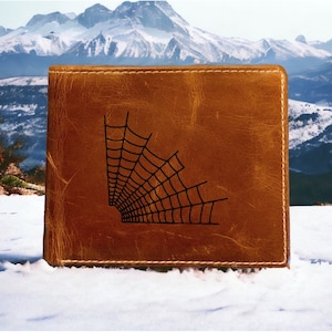Cartera de cuero con telaraña plegable de primera calidad Buffalo Animal Scary NUEVO