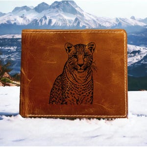 Cartera de piel de leopardo plegable de primera calidad con diseño de búfalo, regalo de animales salvajes, NUEVO