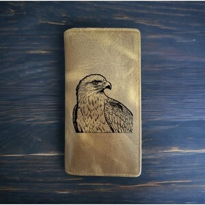 Cartera de rodeo con águila calva, piel de búfalo occidental, estilo vaquero, de primera calidad, de EE. UU., nueva