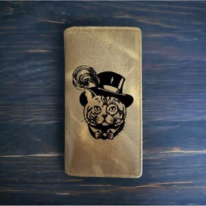 Katze Gentleman Rodeo Geldbörse Cowboy Western Büffelleder Premium Hut NEU