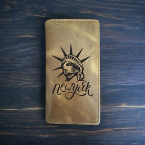 Portefeuille New York Rodeo Cowboy Western Cuir de buffle Premium Lady Liberty NOUVEAUTÉ