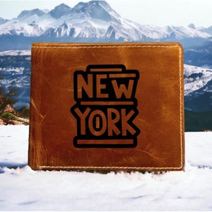 New York Leder Geldbörse Bifold Premium Qualität Buffalo City Retro 90er Jahre NEU