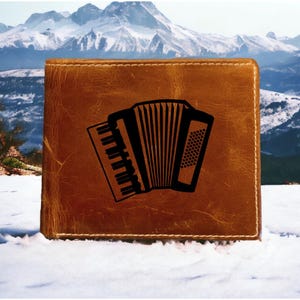 Akkordeon Leder Geldbörse Bifold Premium Qualität Buffalo Instrument Music NEU