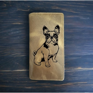 Cartera de rodeo con bulldog francés, estilo vaquero, piel de búfalo occidental, animal de primera calidad, NUEVA