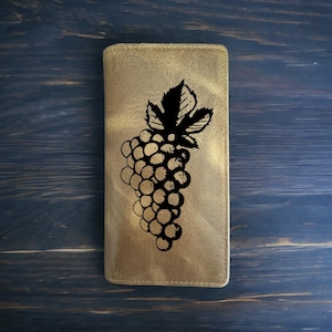 Cartera de rodeo con uvas, estilo vaquero, de piel de búfalo occidental, de primera calidad, con diseño de vid y jardín de frutas, nueva