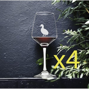 Duck Shape Wine Glasses x4 Premium 12 Oz Personalize Outdoor Animal Wild NEW