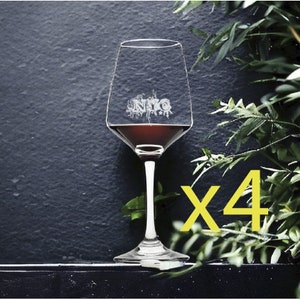 Verres à vin New York City x4 Premium 12 oz Personnaliser Graffiti Street NOUVEAU
