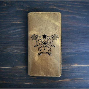 Cartera de rodeo para press de banca, estilo vaquero, de piel de búfalo occidental, de primera calidad, para entrenamiento en el gimnasio, nueva