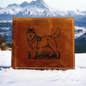 Cartera de piel de husky plegable de primera calidad con forma de búfalo, regalo para mascotas, nueva