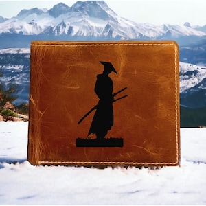 Cartera de cuero Samurai Bifold Calidad Premium Buffalo Japan Katana Training NUEVO