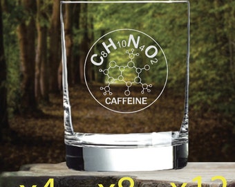 Caffeine Whisky Glass Double 14 Oz Old Fashioned Chemistry x4 x8 x12 NEW