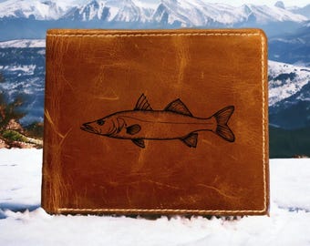 Snook Leather Wallet Bifold Premium Quality Buffalo Fish Outdoor Gift NEW
