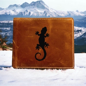Cartera de piel de lagarto plegable de primera calidad Buffalo Gecko Animal Tropical NUEVO