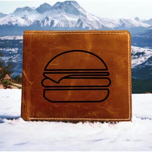 Cartera de piel con forma de hamburguesa con queso, plegable, de primera calidad, con forma de sándwich de búfalo, NUEVA