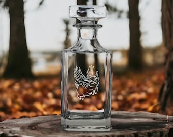 Flying Pig Decanter 26 Oz Bourbon Whiskey Premium Glass Personalize Gift NEW