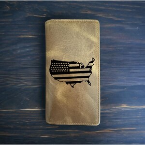 アメリカシェイプ ロデオウォレット カウボーイ ウエスタン バッファローレザー プレミアム USA フラッグ 新品