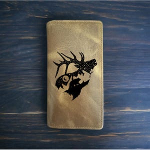 Portefeuille Elk Rodeo Cowboy en cuir de buffle occidental de qualité supérieure, ours d'extérieur sauvage, nouveauté