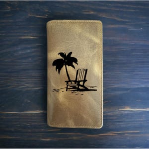 Cartera de rodeo para silla de playa, estilo vaquero, estilo occidental, de piel de búfalo, de primera calidad, con palmeras, nueva