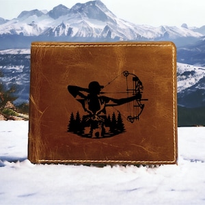 Cartera de cuero Bow Hunter Bifold Calidad Premium Buffalo Buck NUEVO