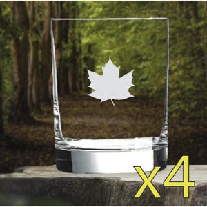 Maple Leaf Whiskygläser x4 Double 14 Unze Premium Old Fashioned Sirup Tree NEU
