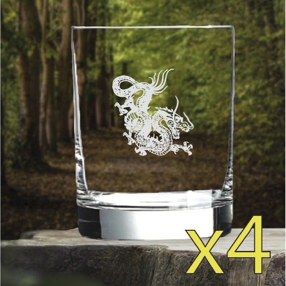 Dragon Whiskey Glasses X4 Double 14 Oz Premium Old Fashioned  display picture 1