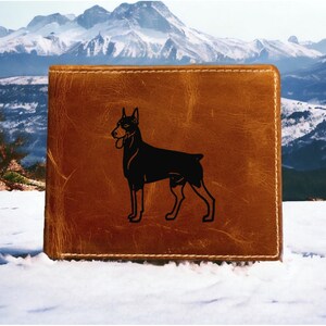 Cartera plegable de cuero dóberman de calidad premium para mascota de perro búfalo NUEVO