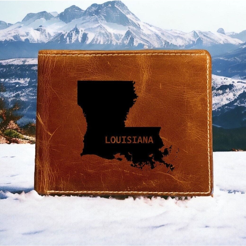 Louisiana Leather Wallet Bifold State 100% Genuine Buffalo Premium Quality New