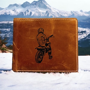 Cartera plegable de cuero para motociclista de primera calidad Buffalo Moto NUEVO