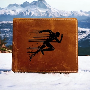 Cartera de cuero Sprinter Running Bifold de primera calidad Buffalo Gym Track NUEVA