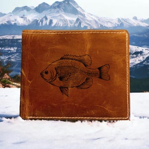 Cartera de cuero Bluegill plegable de primera calidad, estilo búfalo, para exteriores, nueva