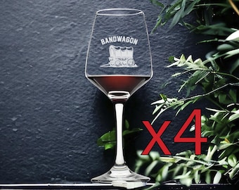 Bandwagon Vinglas x4 Premium 355 ml Personifiera Sport Rolig Present Hem NYTT