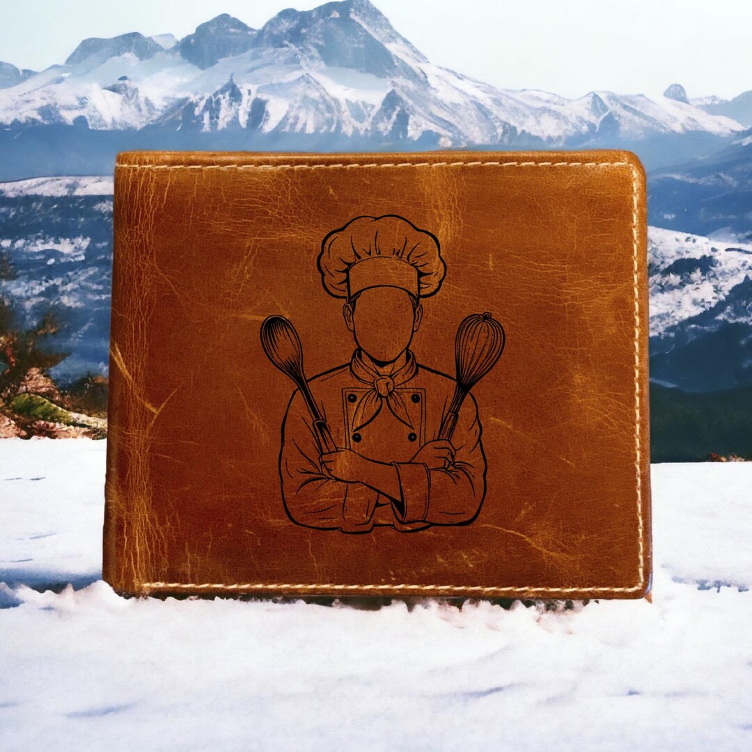 Chef Leather Wallet Bifold Premium Quality Buffalo Baking Food Kitchen ...