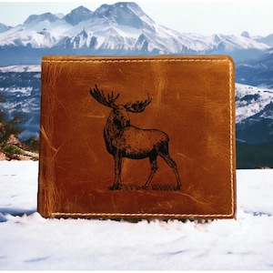 Cartera de cuero de alce plegable de primera calidad Buffalo Outdoor Wildlife Nature NUEVO