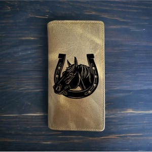 Cartera de rodeo con herraduras, estilo vaquero, de piel de búfalo occidental, de primera calidad, Horse Country, nueva