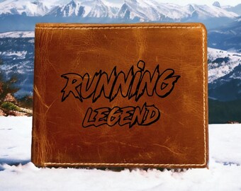 Running Legend Buffalo Leather Bifold Wallet: RFID Blocking