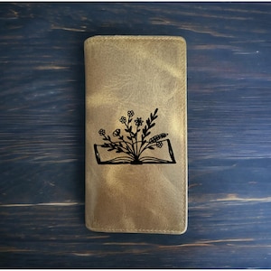 Cartera de rodeo con diseño de flores y libro, estilo vaquero occidental, de piel de búfalo, con diseño floral de primera calidad, NUEVA