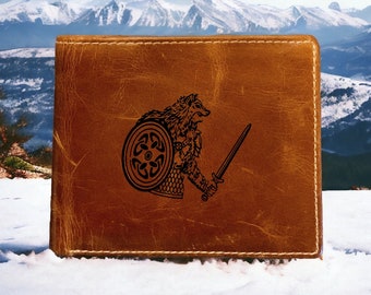 Viking Berserker Warrior Buffalo Leather Bifold Wallet