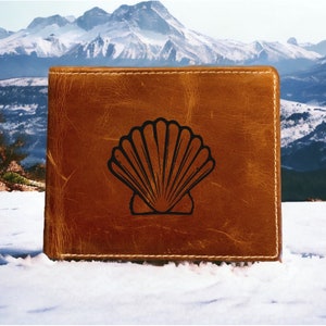 Cartera plegable de piel Shell Beach de primera calidad Buffalo Ocean NUEVO